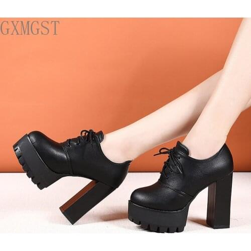 Pumps Women Single Shoes 12cm High Heels Female Thick with Waterproof Platform Autumn Sexy Super High Heel Black Womens Shoes