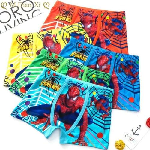 Disney 5pcs/set of Comfortable, Breathable and Soft Cartoon Childrens Underwear 95% Cotton Cartoon Print Boys Boxer Briefs