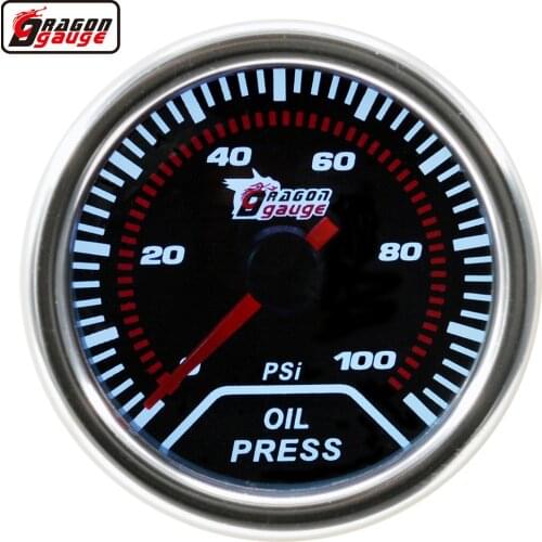 Dragon Universal Smoke Len 2" 52mm Pointer Auto Modified Car Oil Pressure Gauge White Backlight With Sensor MeterFree Shipping