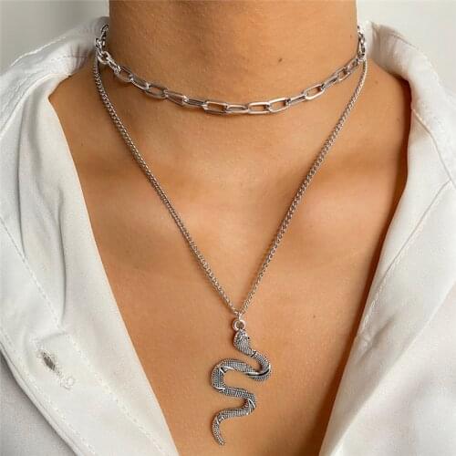 Goth Punk Snake Necklaces For Women Animals Layered Chokers Necklace Girls Jewelry Gifts Collier Femme Collar Alloy di198
