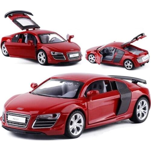 High quality 1:32 R8 GT super sports car zinc alloy model,childrens sound and light pull back toy car model,free shipping