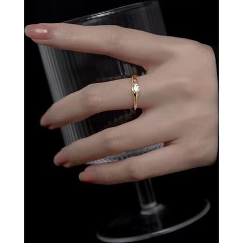 Irregular Wave Ring Silver 925 Modern Vintage Single Zircon Adjustable Semi Luxury Jewelry Gold Color Women 2021 High Quality