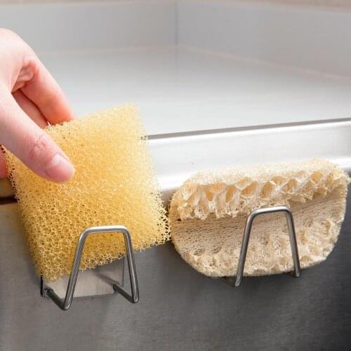 1PC Stainless Steel Sponge Sink Drying Rack Kitchen Wall-Mounted Punch-Free Sink Wire Ball Storage Rack Kitchen Organizer