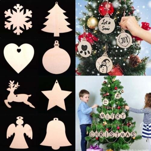 10pcs Wooden Tags Christmas Balls Decor Art Crafts Ornaments Diy Scrapbooking Wedding Label Party Gift Card Christmas Decoration