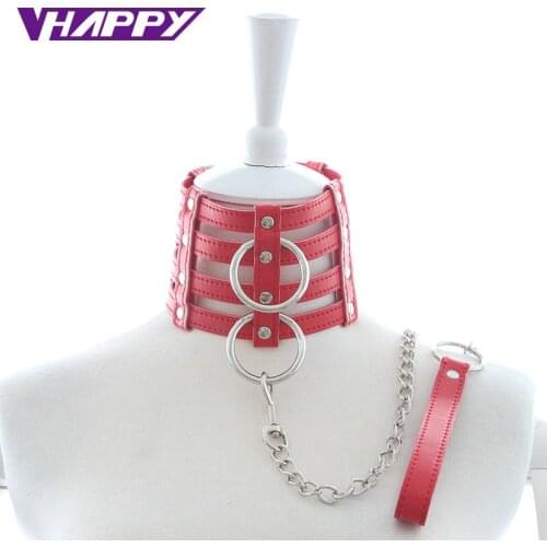10pcs/lot Drag Chain PU Neck Collar Slave Harness Bondage Adult Fetish Product Sex Game Toys For Couples Wholesale offer Quality