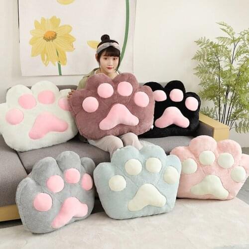 2 Sizes Lovely Teddy Bear Paw Plush Toys Non-slip Plush Cushion Stuffed Soft Animal Paws Pillow Home Floor Decor Gifts