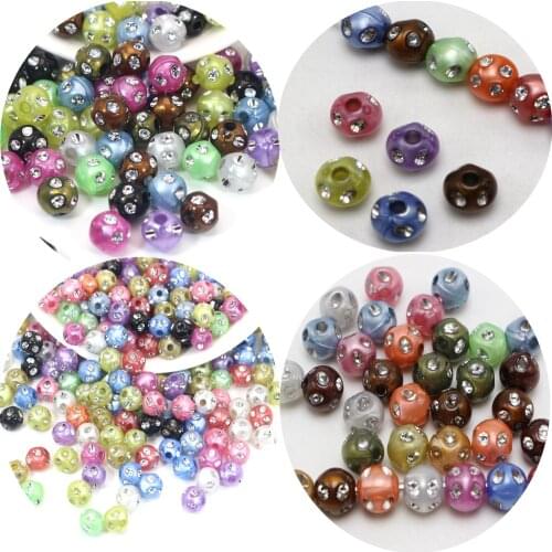 Mixed Colour Acrylic Round Ball Beads 8mm, 10mm with Sparkling Silver Dots