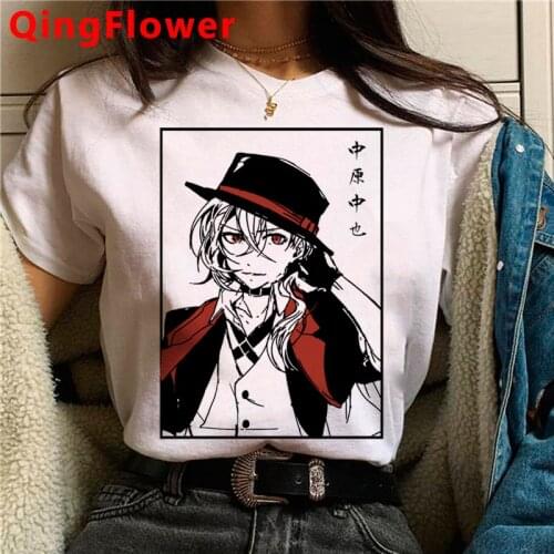 Anime Bungou Stray Dogs T Shirt Chuuya Nakahara Funnu Cartoon T-shirt Cool Manga 90s Tshirt Hip Hop Streetwear Top Tees