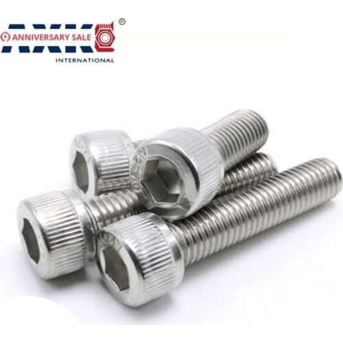 AXK 10Pcs Din912 M5 M6 DIN912 304 Stainless Steel Hexagon Socket Head Cap Screws Hex Socket Bicycle Bolts