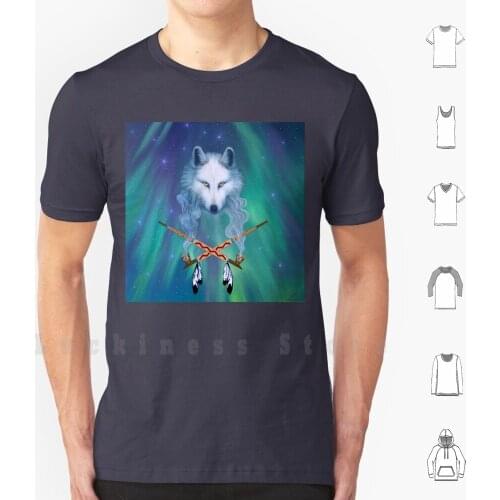 White Wolf Totem T Shirt DIY Cotton Big Size S-6xl White Wolf Stars Pipes Sky