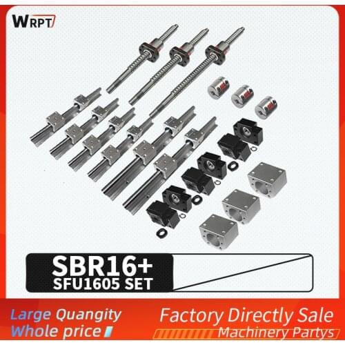 Free shipping 3set SFU1605 ball screw+SBR16 linear guide 6set linear guide and 12 slider SBR16UU/16LUU CNC router accessories