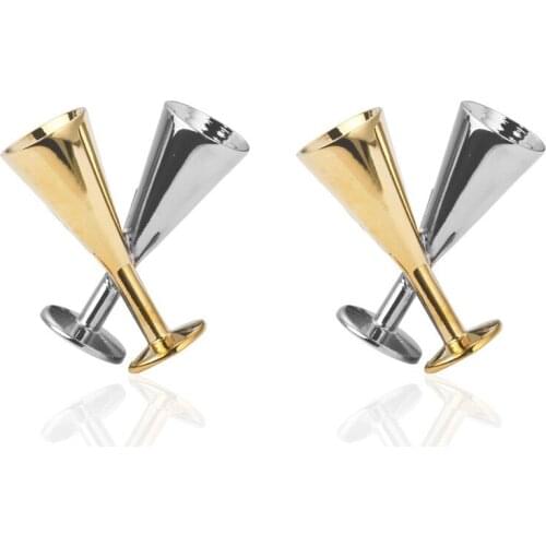 C-MAN Luxury shirt gold Wine Glass cufflink for mens Brand cuff buttons cuff links High Quality abotoaduras Jewelry