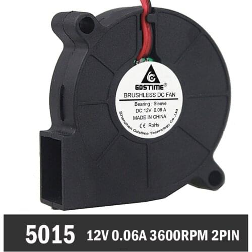 50PCS Gdstime 3D Printer Parts 12V 5015 Blower 3600RPM 50MM 50MMX 15MM Sleeve Bearing Blower Cooling Fan Turbo Blower Cooler
