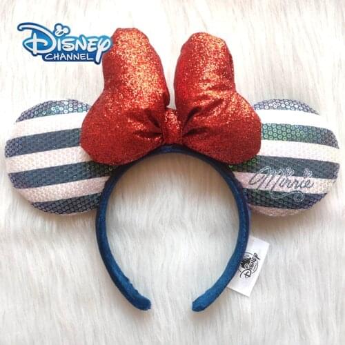 Disney Oversized Red Bow Minnie Mouse Headband Shanghai Disneyland Mickey Ears Headwear Children Girl Beauty Toy Decoration Gift