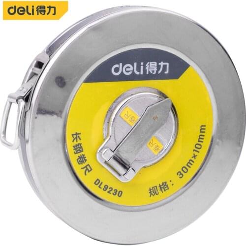 Deli 30m Hand Disc Flexible Ruler Measuring Tool Fiber Measuring Tape Hand Tools for Engineering Measuring High Quality