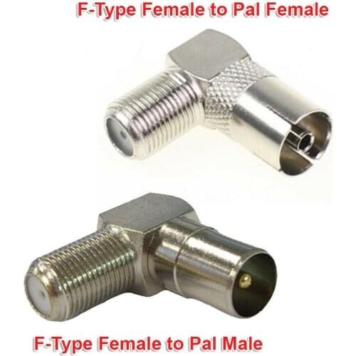 F Type Female To PAL TV Male Female Plug TV Antenna Connector Right Angle Adapter