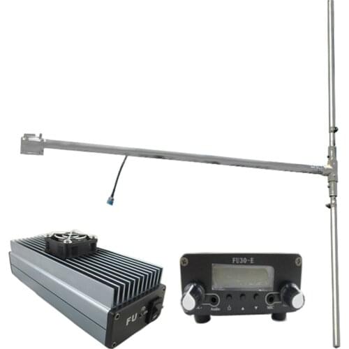 FU-30E 30W FM Transmitter Radio Amplifier Exicter + DP100 1/2 wave antenna with power adapter A KIT