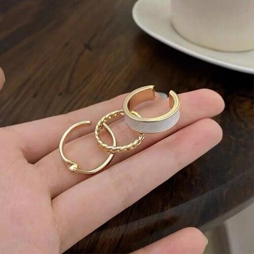 New Fashion Round Hollow Ring Set For Women Metal Geometric Round Punk Ring Charm Joint Ring Fashion Jewelry Gift