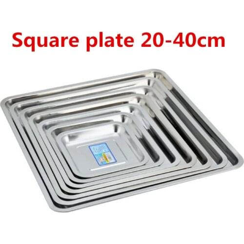 Square stainless steel plate grill bbq Storage tray steamed grilled fish dish rectangular plate tray for food meat thick pans