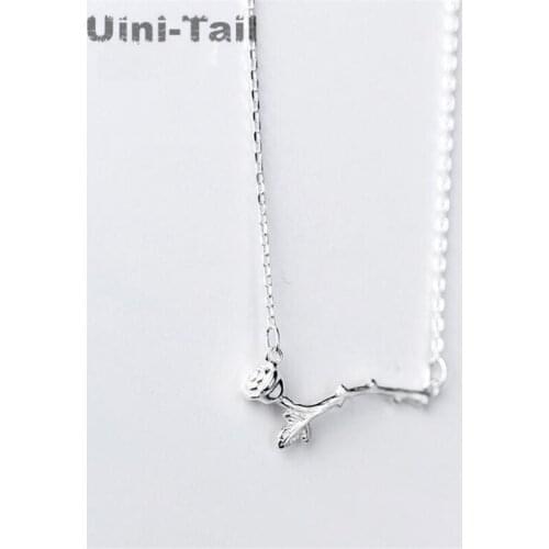 Uini-Tail hot new 925 sterling silver fashion romantic rose branch necklace personality fashion trend flower necklace GN862