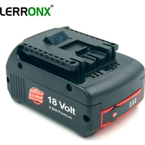 LERRONX NEW With LED High Capacity 4000mAh 18V Lithium Rechargeable battery for Bosch BAT609 BAT618 BAT620 Replacement battery