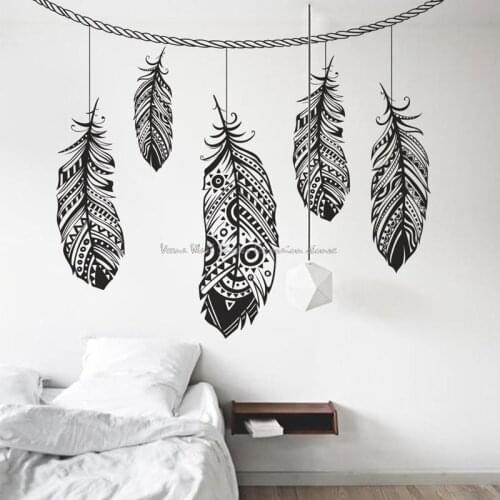 Dream Catcher Wall Decal Boho Bohemian Feather Decor Mandala Decal Dream catcher wall decal Boho decor wall decal Feathers SH18