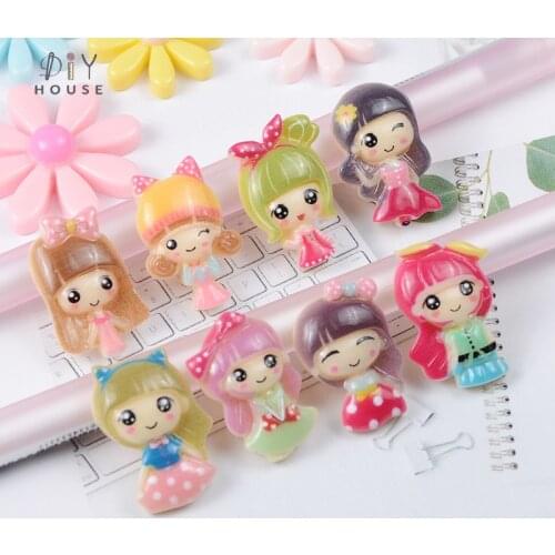 20-100Pcs Cute Cartoon Princess Girl Flatback Planar Resin Flake Color DIY Craft Supplies Phone Shell Patch Material Accessories