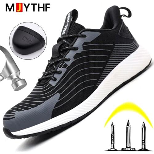Fashion Work Sneakers Safety Shoes Men With Steel Toe Cap Boots Puncture-Proof Security Work Shoes Indestructible Footwear
