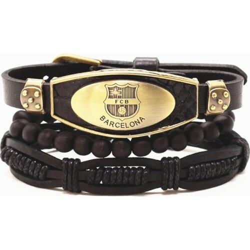 Men Genuine Leather Bracelets For Women 3 Pcs/Set Pin Buckle Wood Beads Alloy Elephant Cross Heart Charm Homme Jewelry