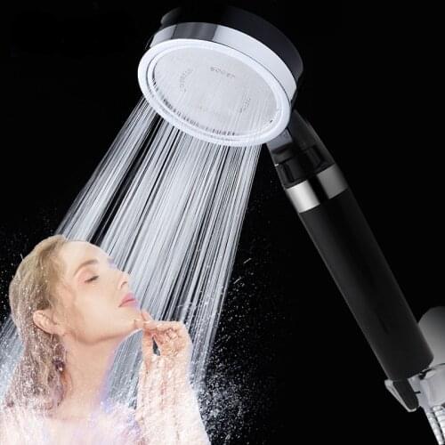 9.3 cm Black big panel Adjustable Filter Shower Head Water saving High Pressure with Stop Switch Skin Care Shower
