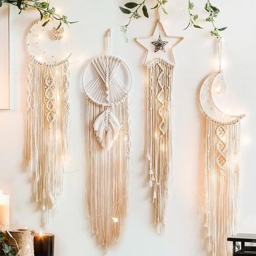 Macrame Wall Hand-woven Tapestry Macrame Wall Hanging Bohemian Home Decorations Psychedelic Tapestry Ramadan Eid Mubarak Decor