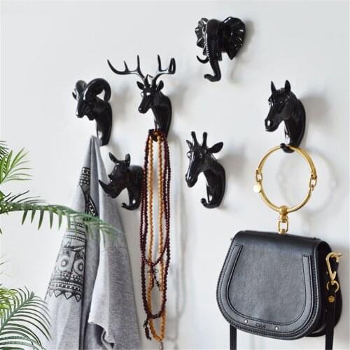 6 Styles Wall Hanging Hook Vintage Deer Head Animal for Hanging Clothes Hat Scarf Key Deer Horns Hanger Rack Wall Decoration