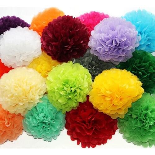 8" (20CM) 50pcs/lot Pom Poms Ball-Tissue Paper PomPoms-30 Colors-DIY Paper Flower packaging gift wrap baby bridal shower wedding
