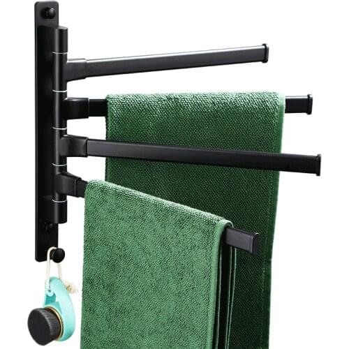 Aluminium Alloy Bathroom Swivel Towel Bar, 2/3/4/5-Arm Swing Hanger Towel Rack with Hook Space Saving Wall Mounted Rotating Towe