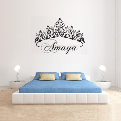 Princess Crown Wall Decal Name Decal Personalized Name and Crown Wall Decal Nursery Wall Decals Name Wall Stickers Girl DZ029