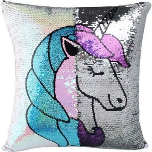 Bubble Kiss Unicorn Sequins Pillow Case Glitter Party Sofa Cushion Covers Luxury Home Decoration 40cmX40cm Throw Pillow Cover