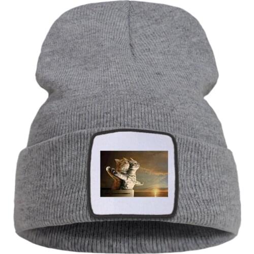 Titanic Cat Kawaii Beanie Hat Fashion Unisex Knitted Cap Wool Skullies Soft Brimless Hats Cotton Warm Street Hedging Caps