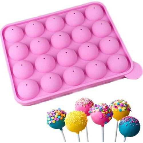 Silicone Lollipop Pop DIY Mold Candy Chocolate Mousse Cookie Baking Tools Free 20CS Stick Tray Bakeware Accessories