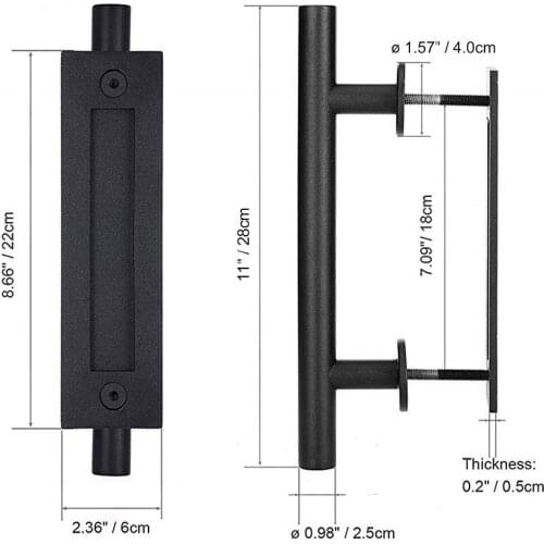 Heavy Duty Door Handle Carbon Steel Door Pull For Sliding Barn Door Closet Wooden Gate Hardware Accessories Black
