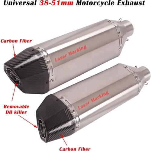 Univerasal 51mm Motoecycle Exhaust Pipe Motocross Muffler DB Killer Carbon Fiber For Z1000 S1000RR GSR 600 NC750X TRK 502 R15