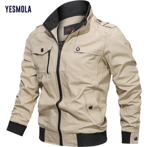 YESMOLA Winter Mens Top Jackets Zipper Windproof Bomber Men Stand-collar Jackets Outdoor Sportswear Casual Coat