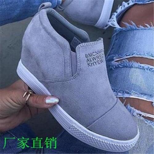Women Ankle Boots Wedges Spring Female High Heel Platform Increasing Shoes Ladies Elastic Band Fashion Casual Footwear Plus Size