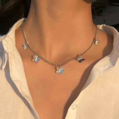 New Fashion Cute Butterfly Choker Necklaces for Women Gold Silver Color Clavicle Chain 2020 Fashion Jewelry Pendant Necklace