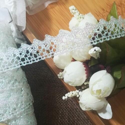 1Yards Latest White Gold Lace Fabric Applique 1.5cm Lace Ribbon Curtain Guipure Fabric Sewing Collar Laces Trims Decoration RG13