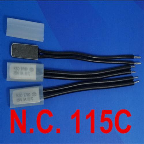 10 pcs/lot) 115C KSD9700 Normally Close Thermostat, Temperature Switch, NC 115Celsius, Bimetal Disc