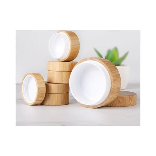 12pcs Natural Wooden Shatter-Resistant Makeup Storage Empty Box Bamboo Travel Bottle Cosmetic Jar Cream Container Sub Bottle