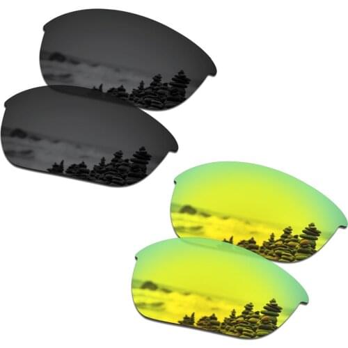 SmartVLT 2 Pairs Polarized Sunglasses Replacement Lenses for Oakley Half Jacket 2.0 Stealth Black and 24K Gold
