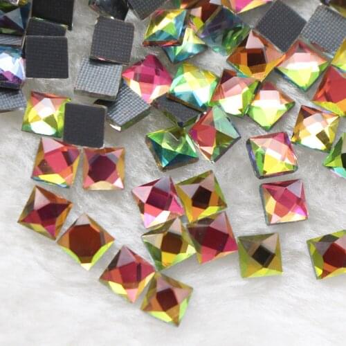 Clearance sale 6x6mm 200pcs/lot Square Rainbow Hot Fix Rhinestones Strass Crystal Rhinestones Trim Flatback Crystal Craft