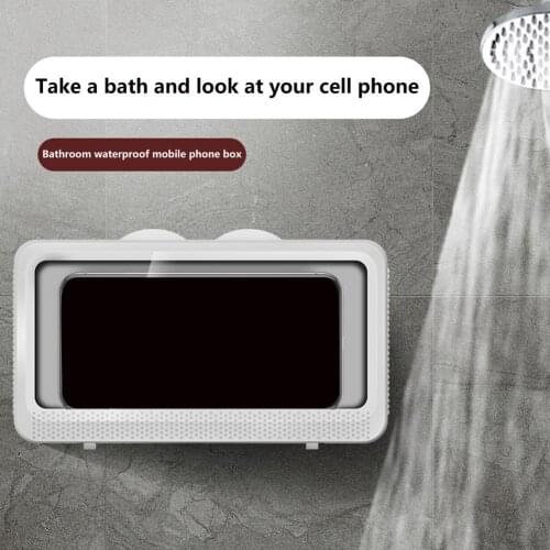 2022 Bathroom Waterproof Phone Case Water Proof Bag Mobile Phone Pouch Wall Mounted Phone Case Holder Toilet Phone Storage Stand