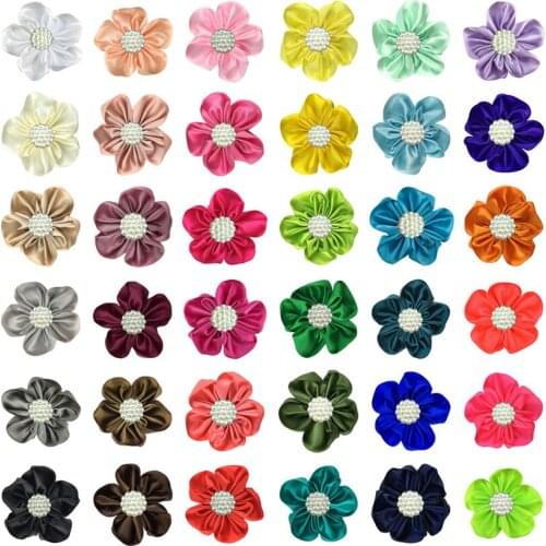 36Pcs 3" Ribbon Flower with Leaf Alligator Hair Clips Barrettes Accessories for Baby Girls Toddlers Kids